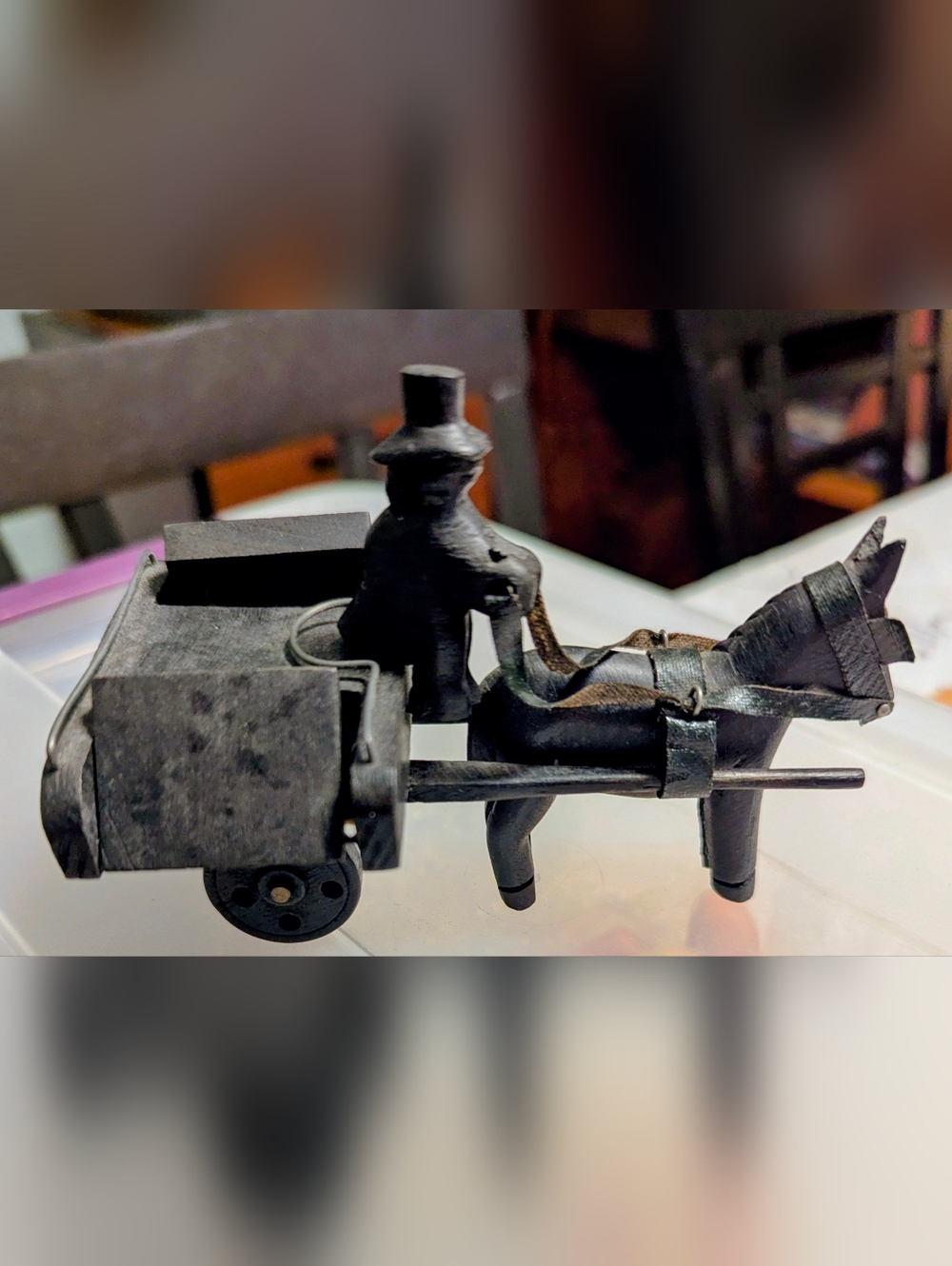 Vintage Wooden Horse And Carriage Toy